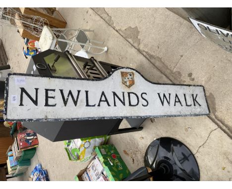 A VINTAGE METAL 'NEWLANDS WALK' ROAD SIGN 