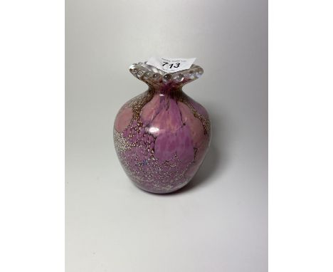 A VINTAGE ISLAND STUDIO PINK GLASS PAPERWEIGHT 