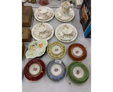 VARIOUS ITEMS OF CERAMICS TO INCLUDE AYNSLEY TRIOS, LIMOGES CUPS AND SAUCERS ETC 