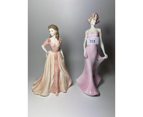 TWO COALPORT CERAMIC LADY FIGURES - LADIES OF FASHION 'JACQUELINE' &amp; SILHOUETTES 'OLIVIA' 