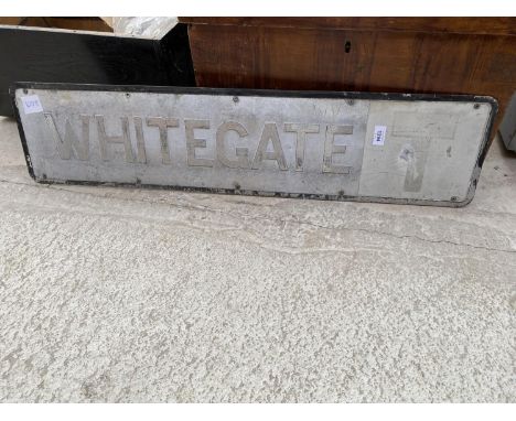 A VINTAGE METAL 'WHITEGATE' ROAD SIGN 