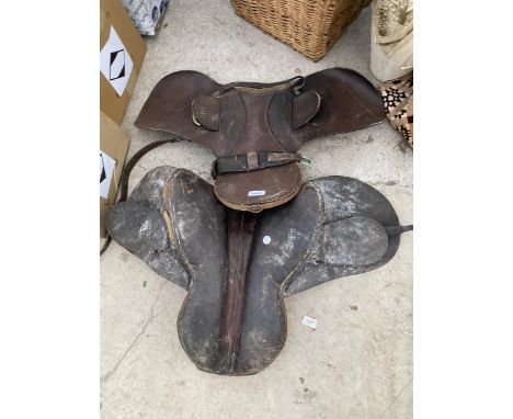 TWO VINTAGE LEATHER HORSE SADDLE 