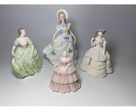 FOUR CERAMIC FIGURES TO INCLUDE THREE COALPORT LADIES - 'MICHELLE', 'PENNY' &amp; 'JENNIFER' 