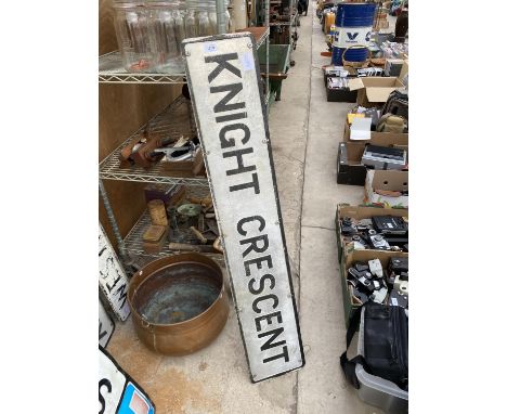A VINTAGE METAL 'KNIGHT CRESCENT' ROAD SIGN 