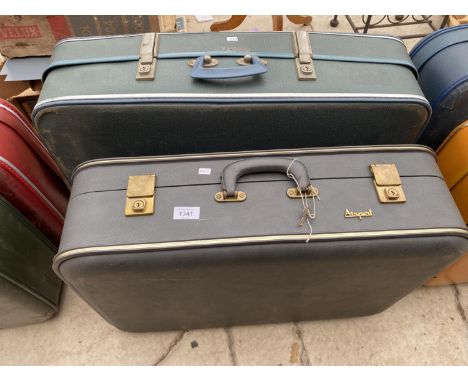 TWO VINTAGE AND RETRO HARD CASED TRAVEL CASES 