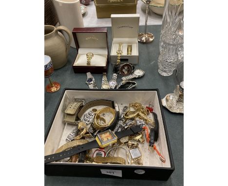 A QUANTITY OF WRISTWATCHES TO INCLUDE A ROTARY AND CHARTER CLUB, BOTH BOXED PLUS SEKONDA, CITIZEN, LORUS, ETC 