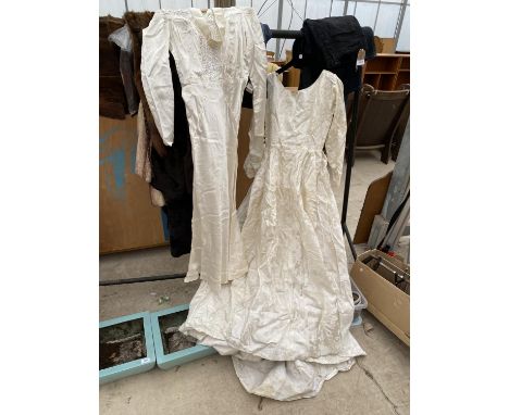 TWO VINTAGE 1940'S WEDDING DRESSES 