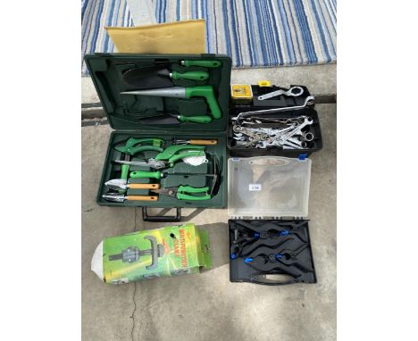 AN ASSORTMENT OF TOOLS TO INCLUDE SPANNERS AND CLIPS ETC 