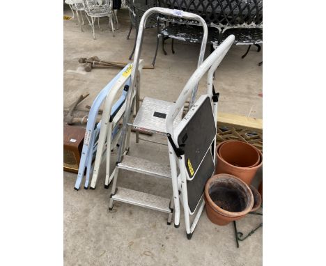 FOUR SETS OF SMALL FOLDING STEP LADDERS 