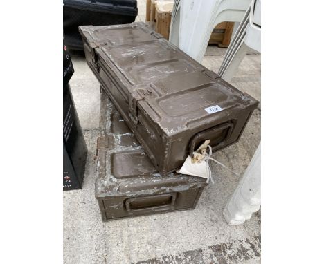 TWO VINTAGE METAL AMMO BOXES 