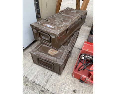 TWO VINTAGE METAL AMMO BOXES 