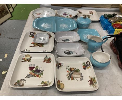 A MIXED LOT - SHERIDEN CHEESE PLATES, ROYAL WORCESTER EVESHAM DISH ETC 