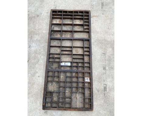 A VINTAGE WOODEN SECTIONAL PRINTERS TRAY 