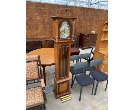 A MODERN TEMPUS FUGIT THREE WEIGHT LONGCASE CLOCK WITH GLASS DOOR 