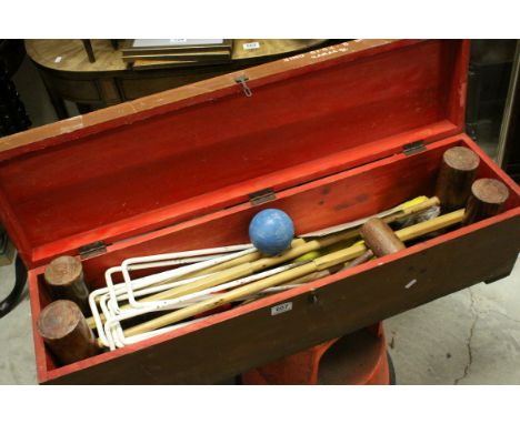 Vintage Croquet Set in Original Wooden Box, circa 1940's