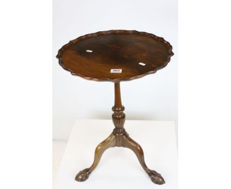 George III Style Mahogany Tripod Wine Table with pie crust edge, 45cms diameter x 64cms high
