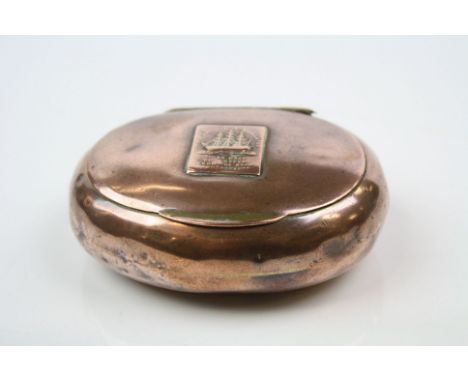Copper Snuff Box made from the copper of HMS Foudroyant, Nelson's Flagship, 9cms long
