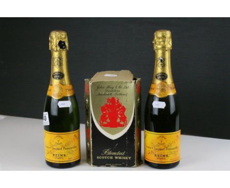Vintage 13 1/3 fl.ozs Bottle of John Haig Dimple Blended Scotch Whisky (two thirds full) together with Two small Bottles of V