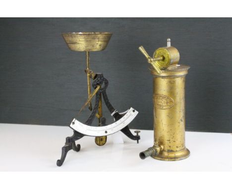 Vintage German D.R.G.M Scales with White Enamel Dial together with a French Blanchet Irrigation Instrument, J.L no.2