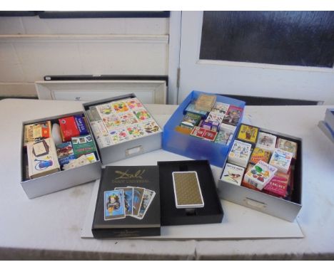 Four Boxes of Various Packs of Playing Cards and Games including Heritage Playing Card Company Packs etc