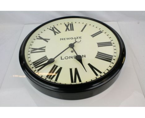 Large circular Wall Clock with inscription Newgate, London, diameter 44cms