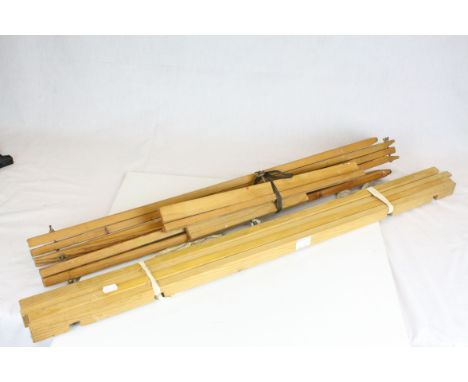 A group of vintage artists easels.