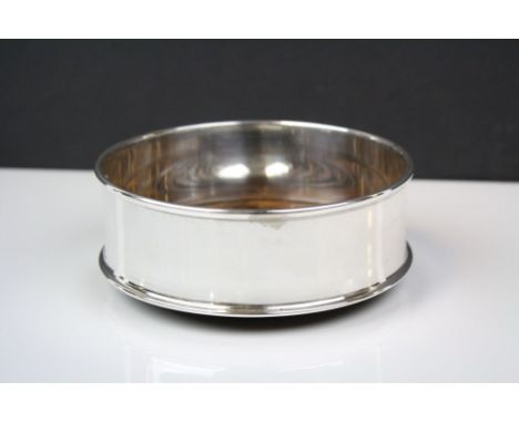 Silver Plated Bottle Coaster with Wooden Base