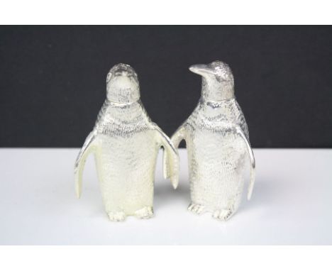 Pair of Silver Plated Penguin Condiments