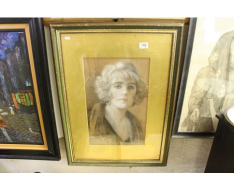 F. Albert Pelarossi 1923 - Pastel Portrait of an Elegant Lady, 49.5cms x 30cms