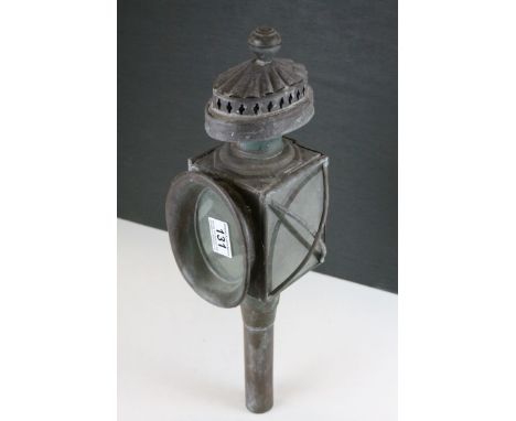 19th century Brass Carriage Lamp with bracket, 48cms high