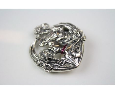 Silver Art Nouveau style figural form Brooch 