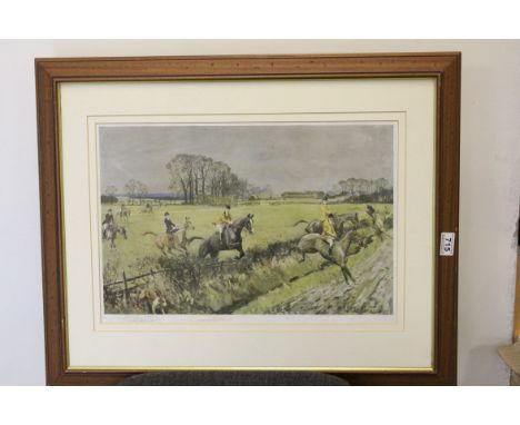 Lionel Edwards, signed equine print of hunting folk on horseback