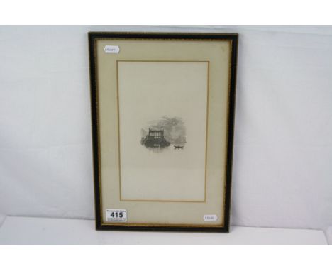 19th century  print  St Herberts Island Derwent water inscribed verso An Engraving by J M W Turner  commissioned  by my Great