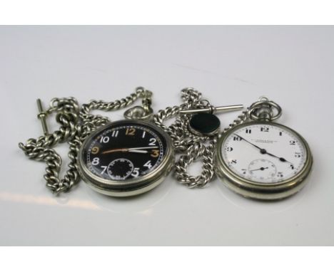 Two military pocket watches, both with GSTP and broad arrow on reverse, one retailed by M J Tuson &amp; SonsLtd Bournemouth, 
