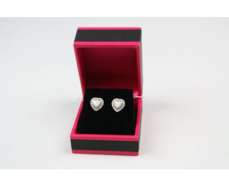 Pair of Silver and Opal Heart shaped Earrings