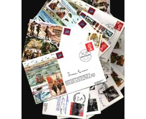 Airborne Forces Army Communications flown cover collection. 14 covers with 30+ autographs of veterans and RAF crews, Includes