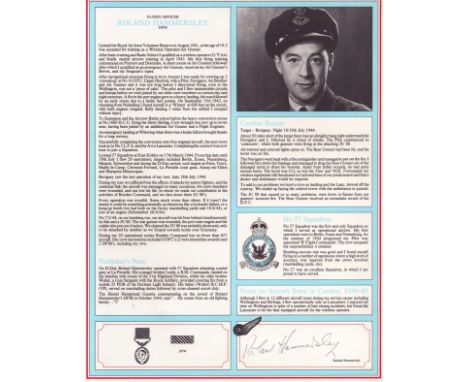 WW2 Bomber command F/P Roland Hammersley DFC signed A4 Biography page, taken from Bomber Command Profiles collection. 57 sqn 