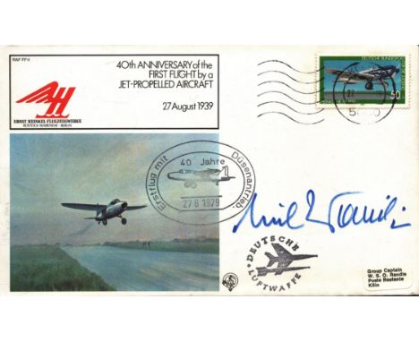 First 1939 Jet pilot Erich Warsitz signed scarce 1979 40th ann 1st flight RAF flown cover. Erich Karl Warsitz (18 October 190