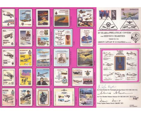 WW2 fighter aces AVM Johnnie Johnson DSO DFC, ACM C Foxley Norris DSO, Grp Capt Dennis David AFC signed A4 RAF flown cover co