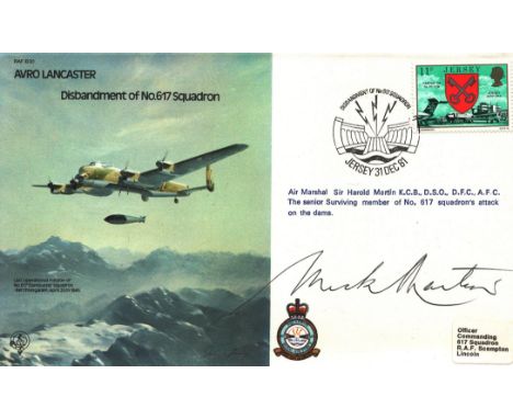 WW2 Dambuster raid veteran Air Marshall Sir Harold Mick Martin DSO DFC AFC signed Avro Lancaster bomber cover 617 Squadron Da
