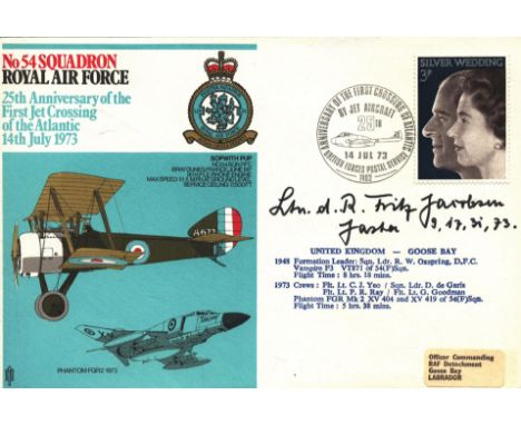 Great War Luftwaffe ace Fritz John Jacobsen signed Hans Rossbach 54 sqn RAF cover. Rare. Fritz John Jacobsen [1894 1981] was 