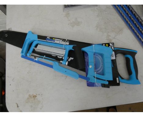 A new Stay Sharp hand saw and a new four piece hacksaw set 