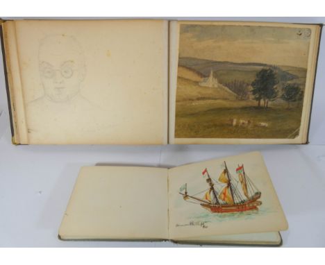Two sketch books containing water colour studies and sketches 