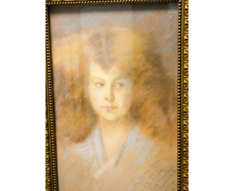A pastel portrait of Princess Marie José of Belgium, the last Queen of Italy, Inscribed La Panne 1916.  With the German invas