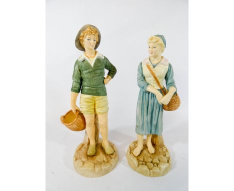 Royal Worcester Hadley collection French fisher boy and French fisher girl numbered 1886 