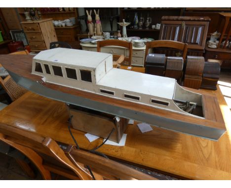 A model painted wooden launch 53" long 