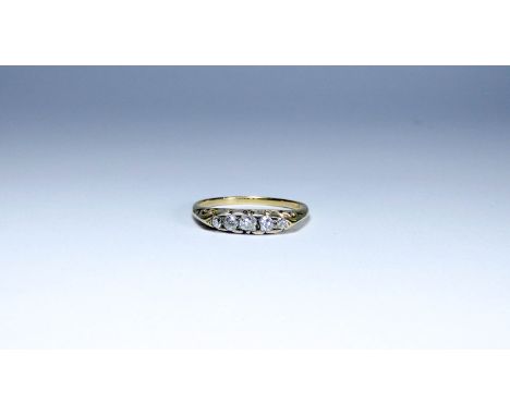 Victorian five stone diamond ring in carved setting unmarked tests as 18ct, ring size R 