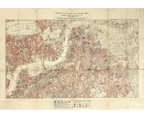 CHARLES BOOTH LONDON SOCIAL CONDITIONS 1929-1930, Charles Booth London Social Conditions 1929-1930, coloured lithograph map (