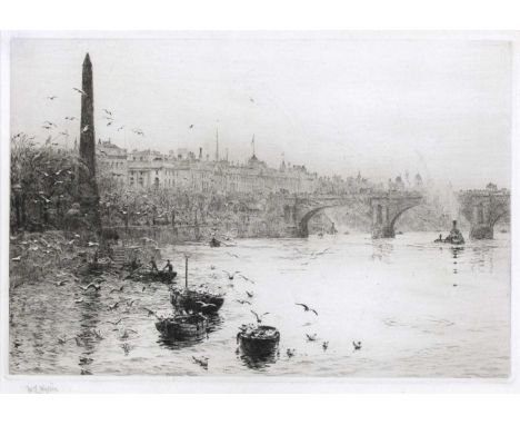 WILLIAM LIONEL WYLLIE (1851-1931)Somerset House (Waterloo Bridge)signed in pencil l.l., etching, framedplate 24 x 36cmConditi