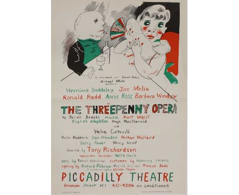 DAVID HOCKNEY (b.1937)a rare 1974 theatre poster for The Three Penny Opera at the Piccadilly Theatre, Denman Street W1, desig